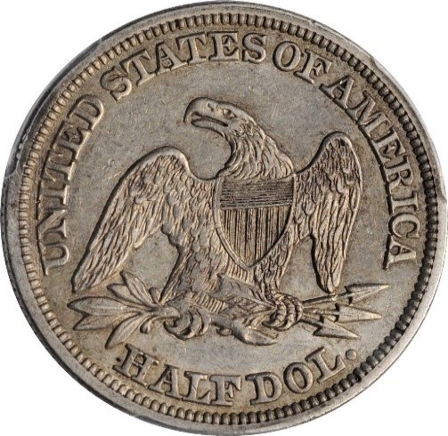 Reverse of an 1848 Liberty Seated Half Dollar