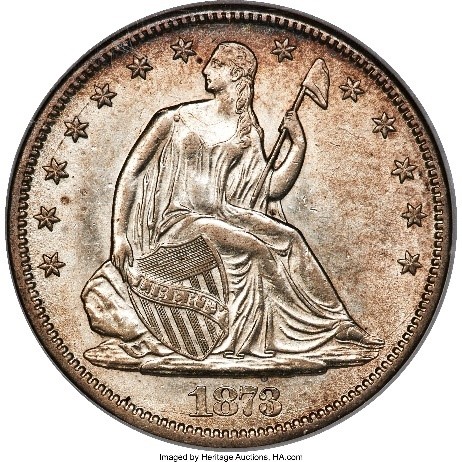 Raw Obverse of an 1873 Liberty Seated Half Dollar