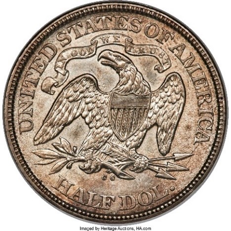 Raw Reverse of an 1873 Liberty Seated Half Dollar