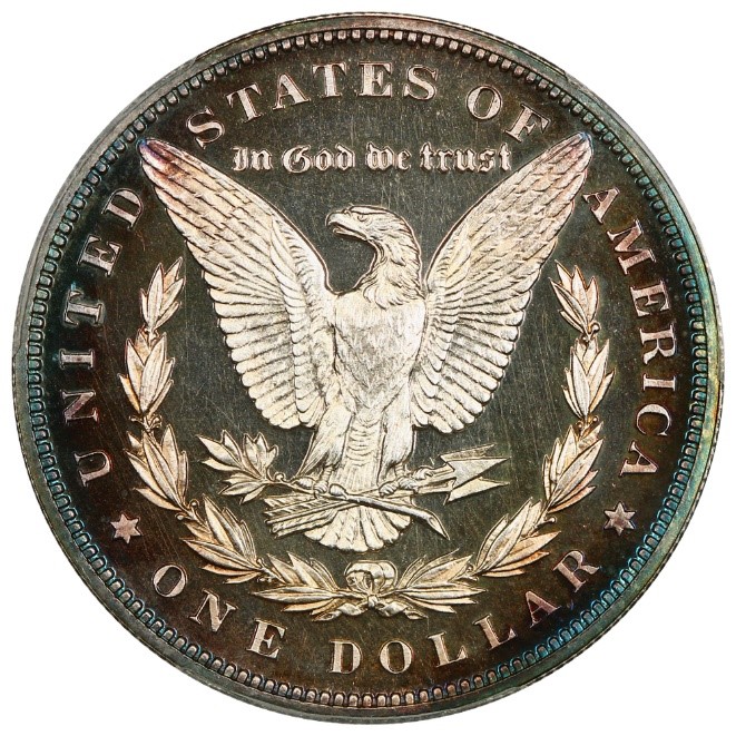 Reverse of raw 1900 Morgan Dollar Coin with Cameo.