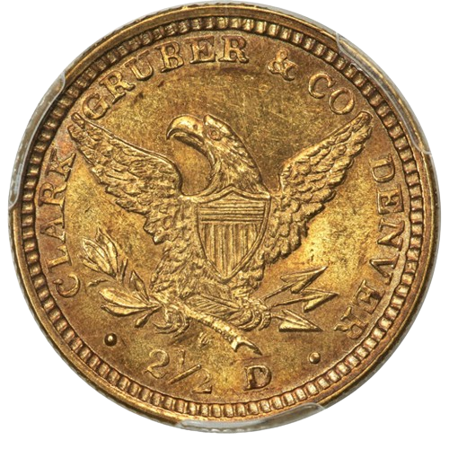 1861 Clark, Gruber & Co. Gold, $2.5 Denomination Reverse