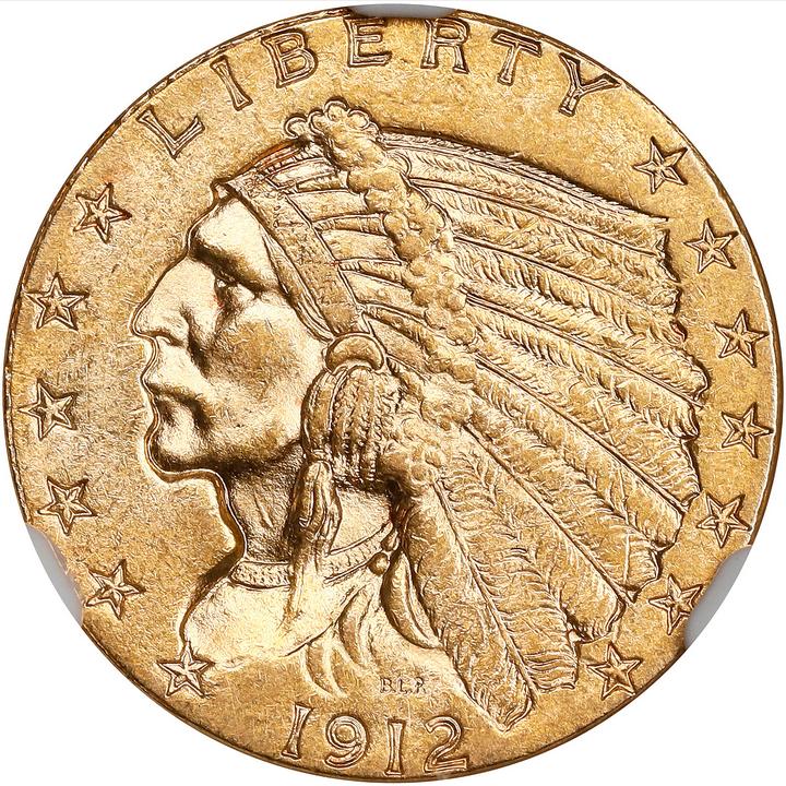 1912 Indian Quarter Eagle, $2.5 Denomination Obverse