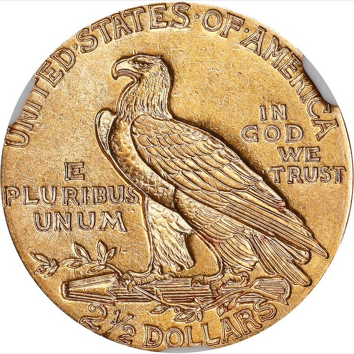 1912 Indian Quarter Eagle, $2.5 Denomination Reverse