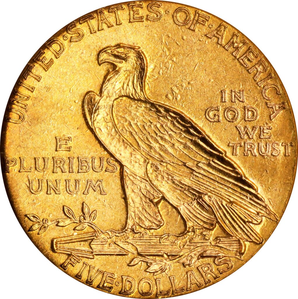 1913 $5 Indian Half Eagle Reverse