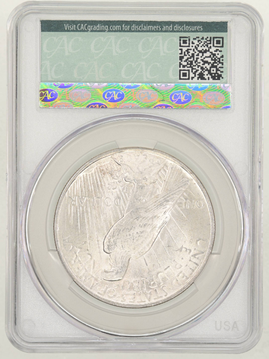 CACG Slab Shot 1922 Peace One Dollar Reverse