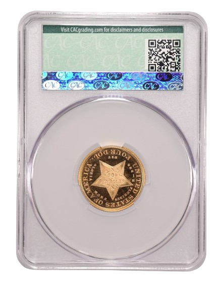 1879 Four Dollar Stella with Proof 66 Cameo grade in CAC Holder, Reverse