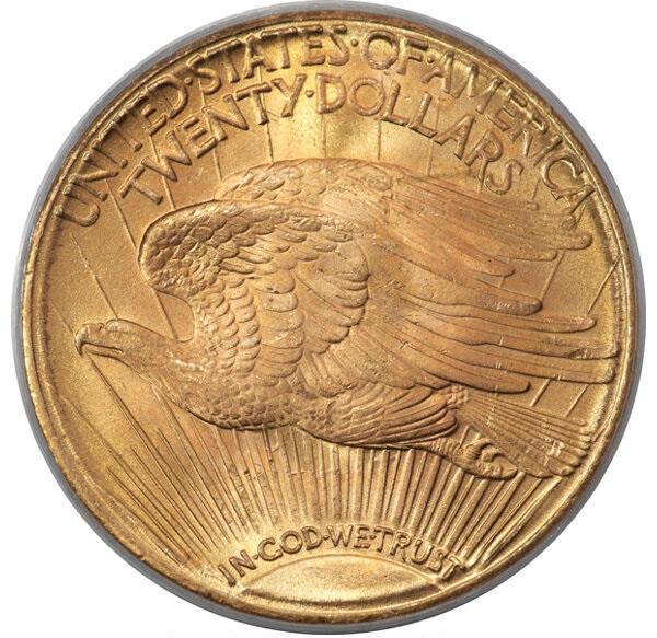 1922-S $20 Gold Raw Reverse