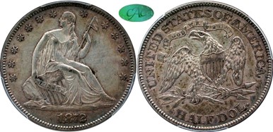 Gerry Fortin Images, CAC Approved 1872 Half Dollar Obverse and Reverse.