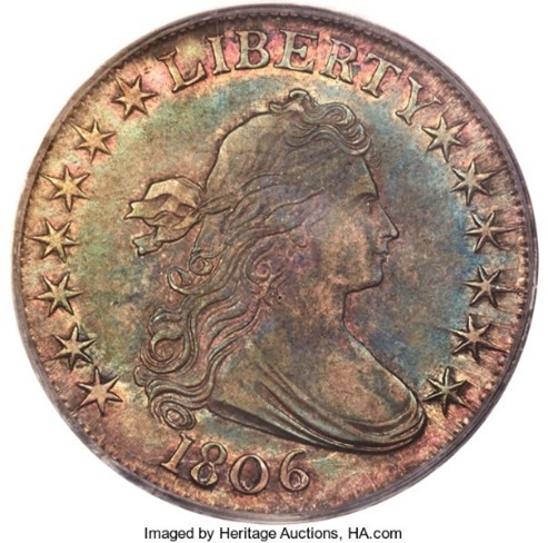 Raw obverse image of an 1806 Half Dollar