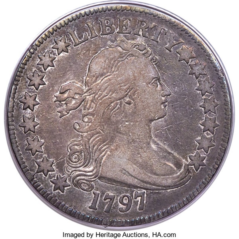 Obverse photo of a raw 1797 Liberty Head Half Dollar