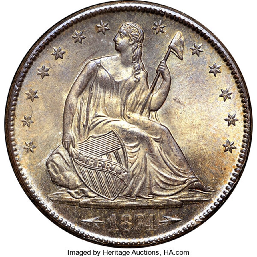 Heritage Auctions CAC Approved NGC Graded 1874-S Half Dollar with Arrows