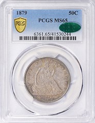 1879 Half Dollar in PCGS Slab graded an MS65 with a Green CAC Sticker