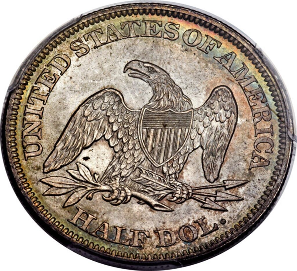 Liberty Seated Half Dollar with Eagle, with Arrows Raw Reverse