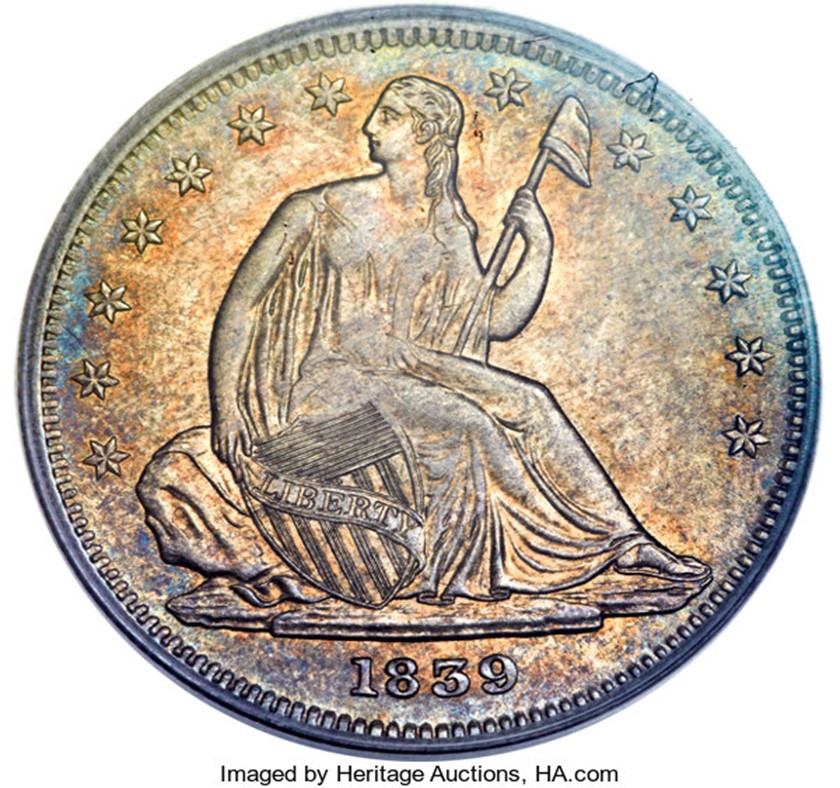 1839 Liberty Seated Half Dollar raw obverse Image
