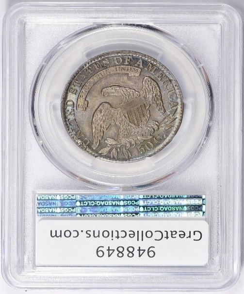 Reverse slab shot of CAC Approved 1834 Half Dollar