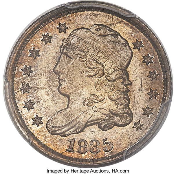 1835 Capped Bust Half Dime Raw Obverse