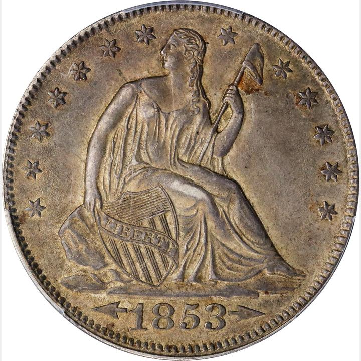 1853 Arrows and Rays Half Dollar Obverse