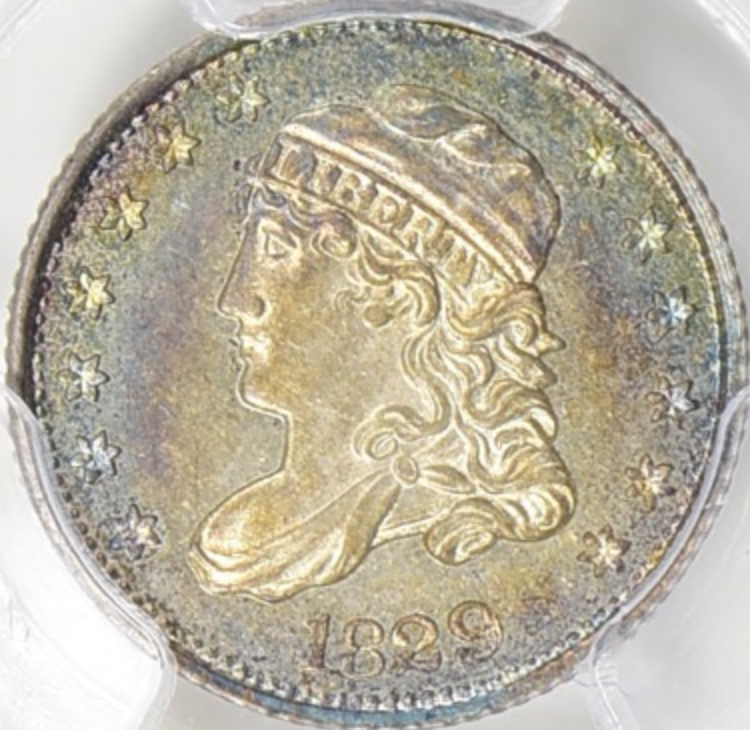 1829 MS66 Graded Capped Bust Half Dime Raw Obverse