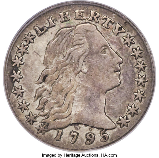 1795 Half Dime obverse approved by CAC, sold and imaged by Heritage Auctions