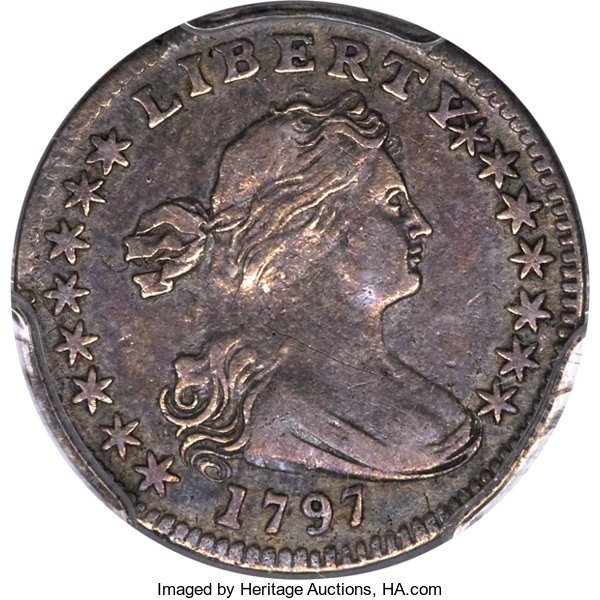 1797 Half Dime with 15 Stars Obverse, imaged by Heritage Auctions