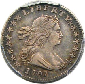15 stars 1797 Half Dime Obverse
