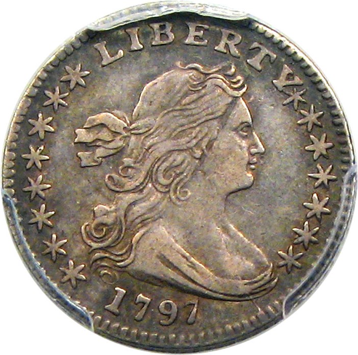 15 stars 1797 Half Dime Obverse