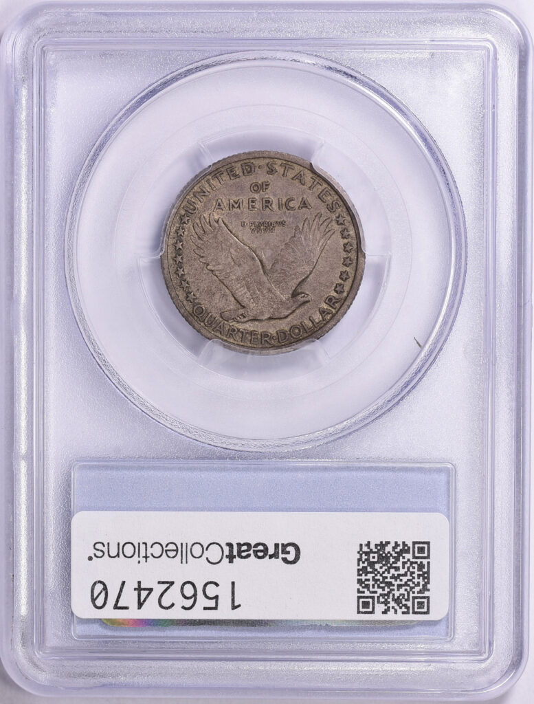1916 quarter Reverse in PCGS Slab with Green CAC Sticker, graded an XF 45.