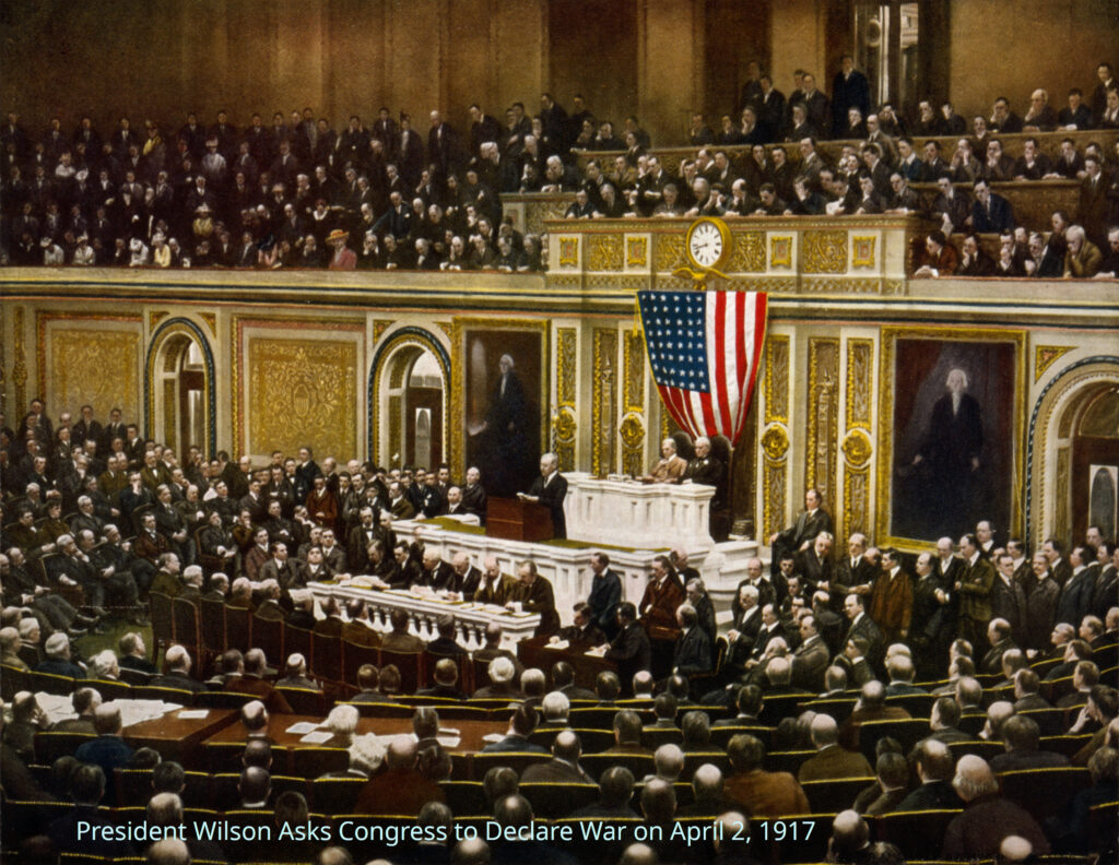 President Woodrow Wilson asking Congress to declare war on
Germany, causing the United States to enter World War I.
Dated: 2 April 1917
Source: Library of Congress