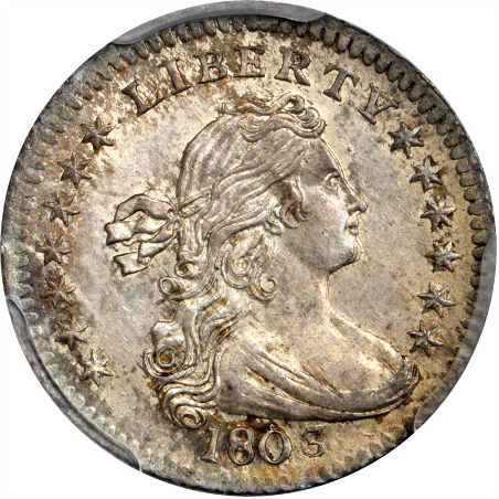 1805 Draped Bust Heraldic Eagle Half Dime Obverse