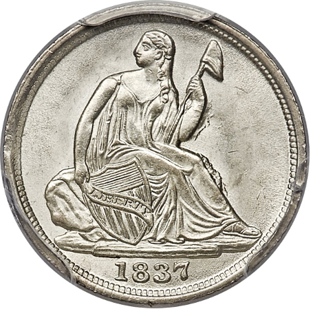 1837 Liberty Seated, No Stars Half Dime Obverse