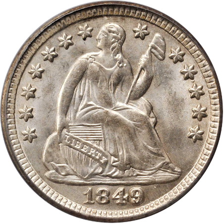 1849 Liberty Seated No Arrows, with stars half dime obverse