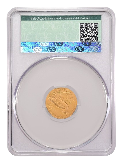 1912 $2.5 Indian Gold in CACG Holder with Proof 66 Grade, Reverse
