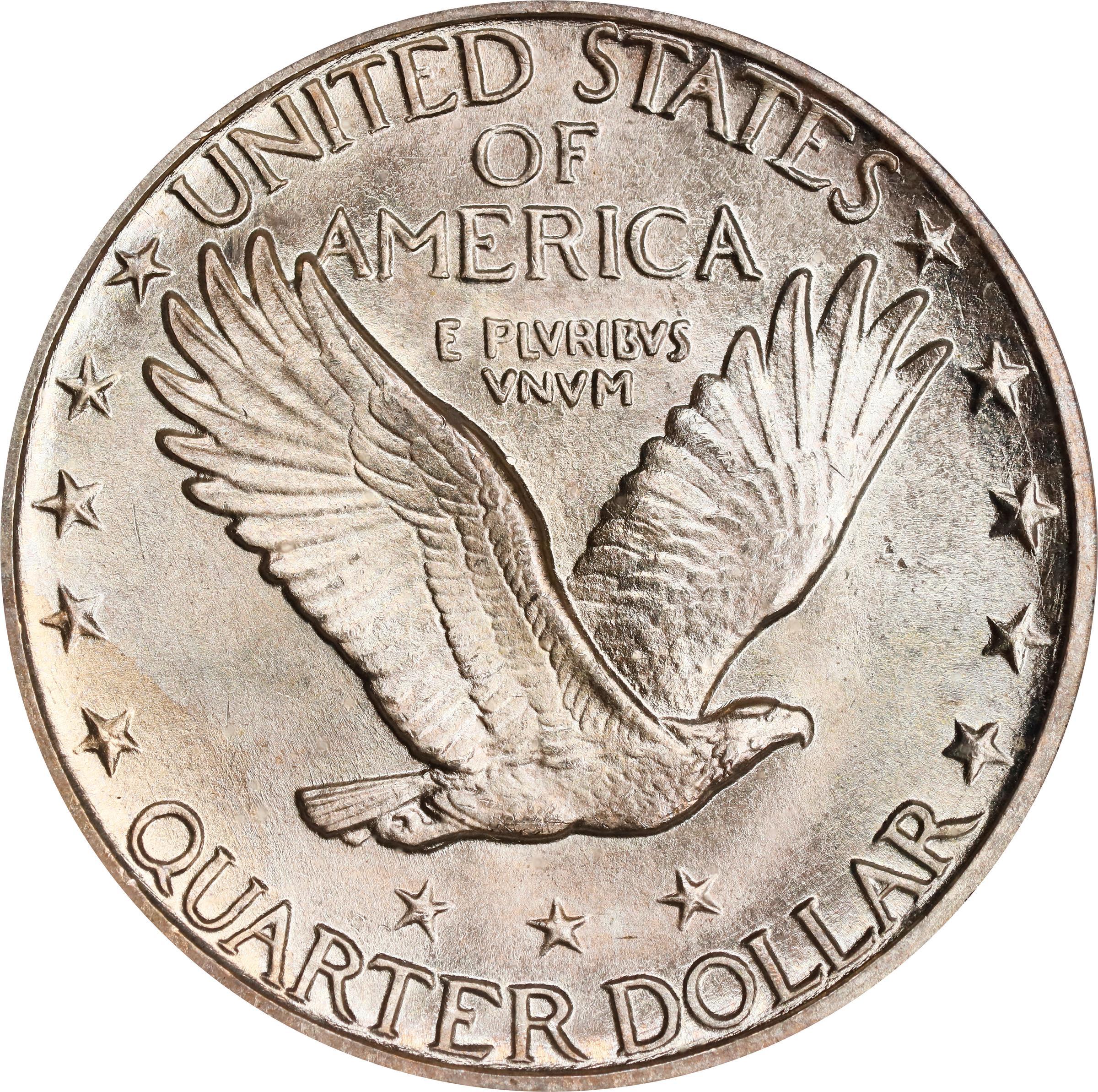 1928-D Standing Liberty Quarter with MS66 Full Head, Raw coin reverse