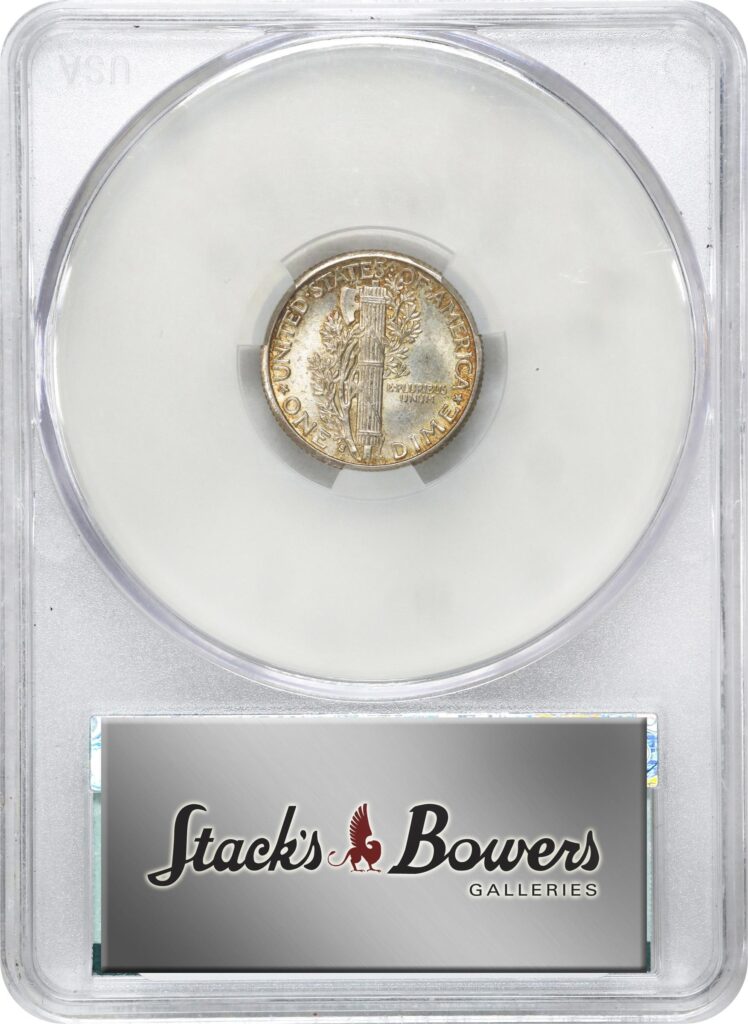 1916-S Mercury Dime reverse in CACG holder.