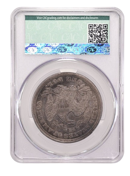 1873 Liberty Seated Dollar in CACG Holder with Very Fine 20 Grade, Reverse.