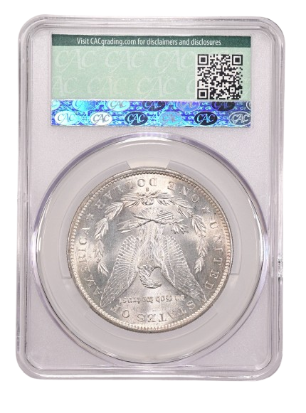 1891-S Morgan Dollar in CACG holder with Mint State 64 Grade, Reverse.