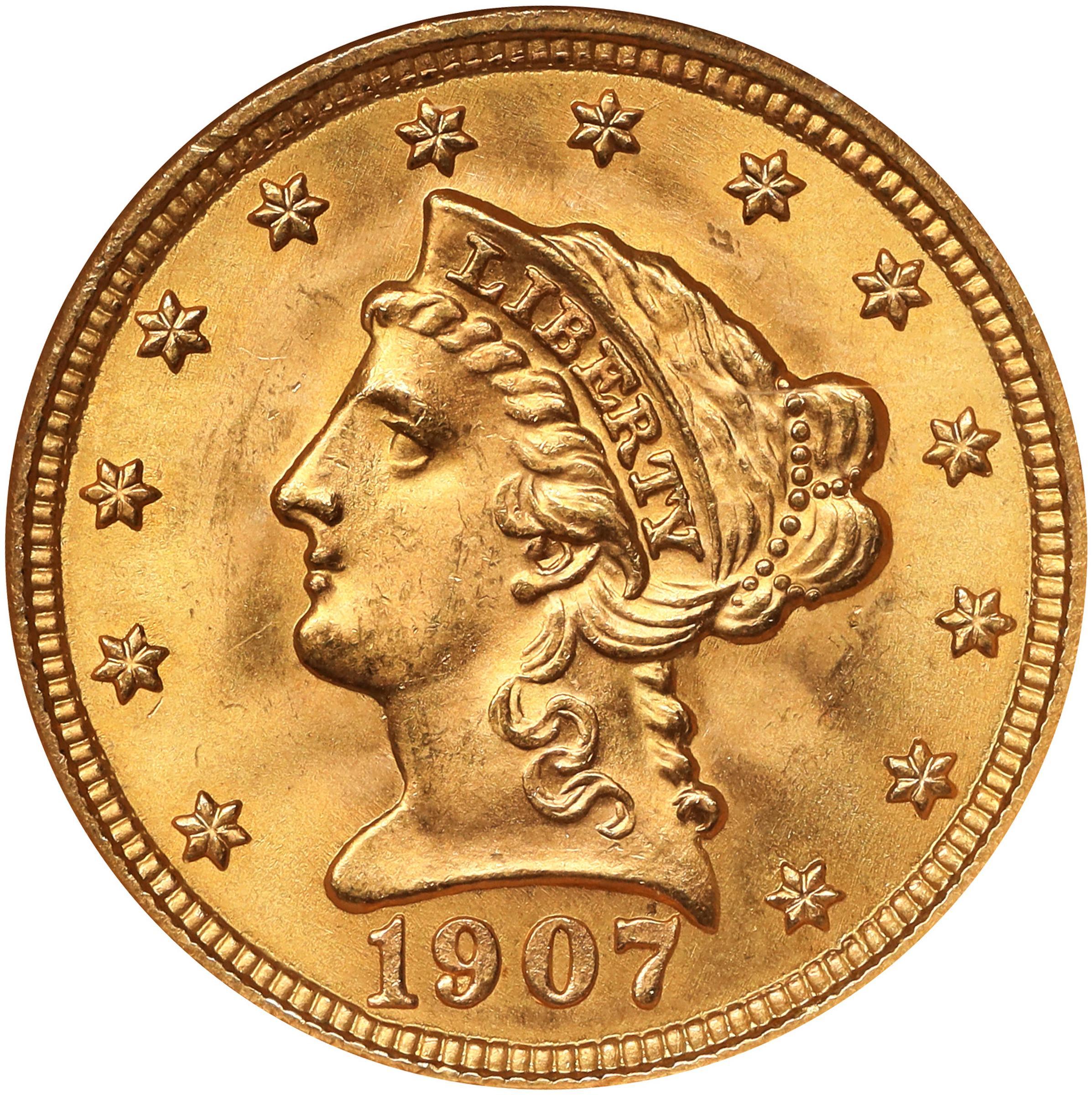 1907 Liberty Quarter Eagle, Raw obverse