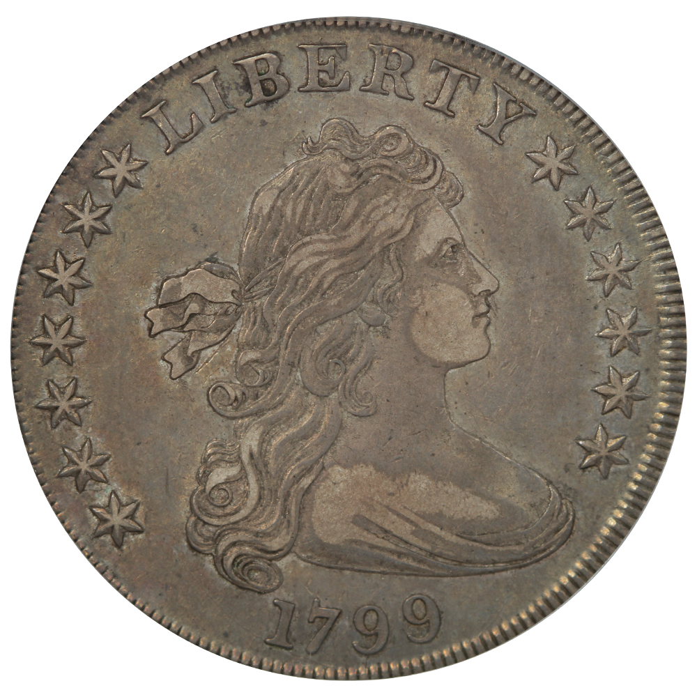 Raw obverse of a 1799 dated draped bust dollar