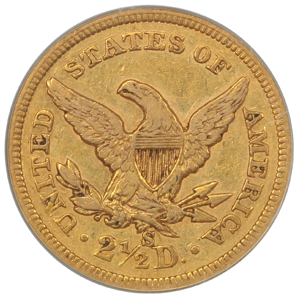 1856-S $2.5 Gold raw reverse