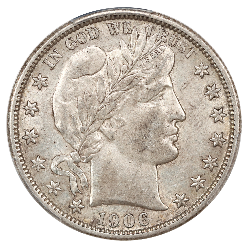 Raw obverse of 1906-O Barber half dollar