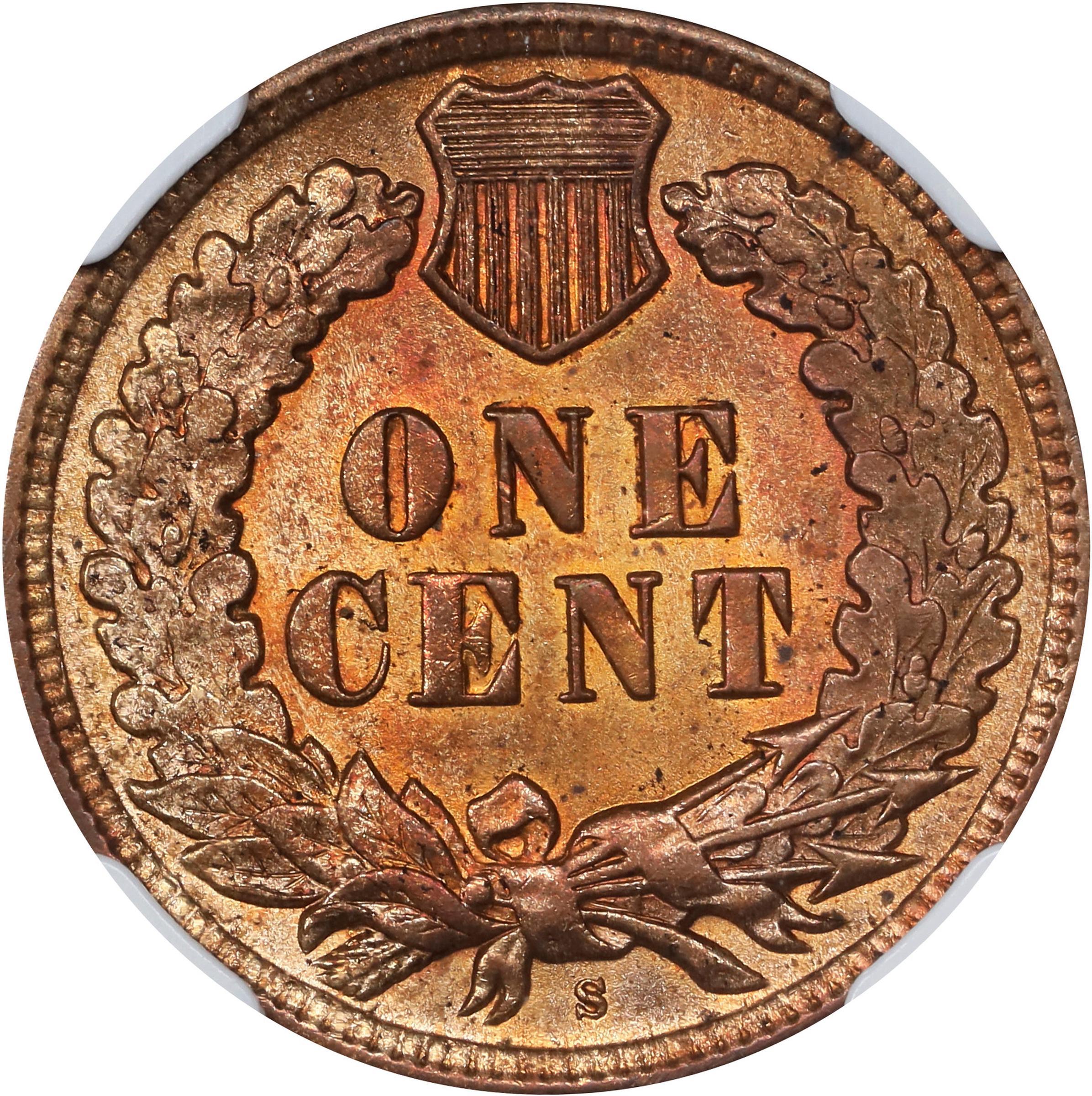 1908-S Indian one cent, raw reverse