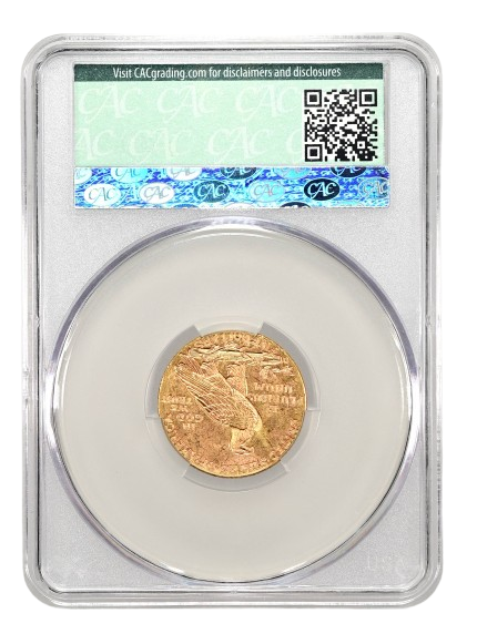 CAC reverse slab shot of a 1909-D $5 Indian Gold with a grade of MS61