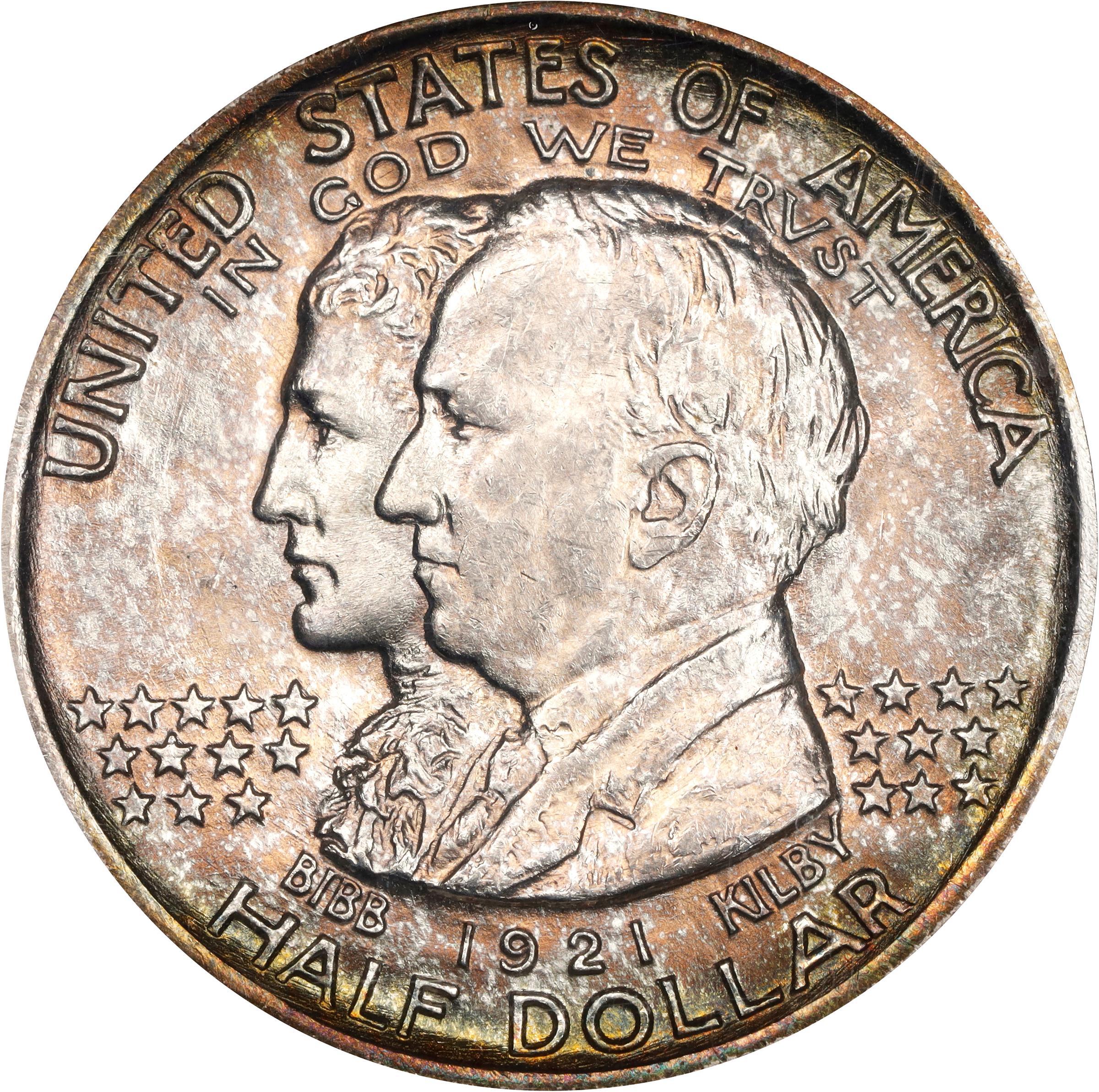 1921 Alabama commemorative half dollar, raw obverse