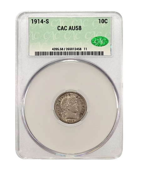 1914-S Dime Raw Obverse