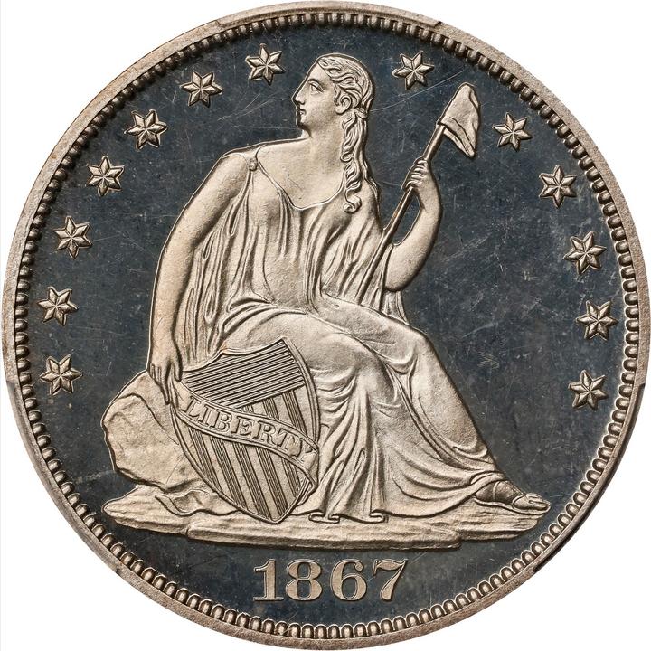 Obverse of Raw 1867 Half Dollar