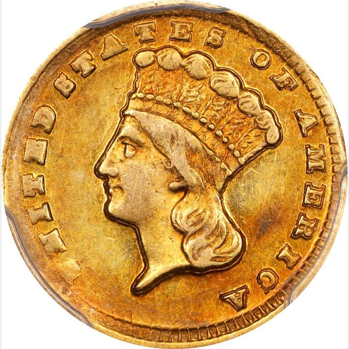 Raw Obverse of 1861-D Gold Dollar