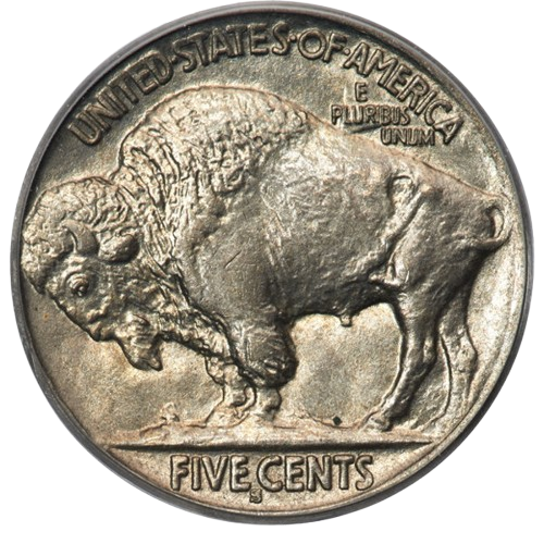 Raw Reverse of 1913-S Buffalo, Type 2 Nickel