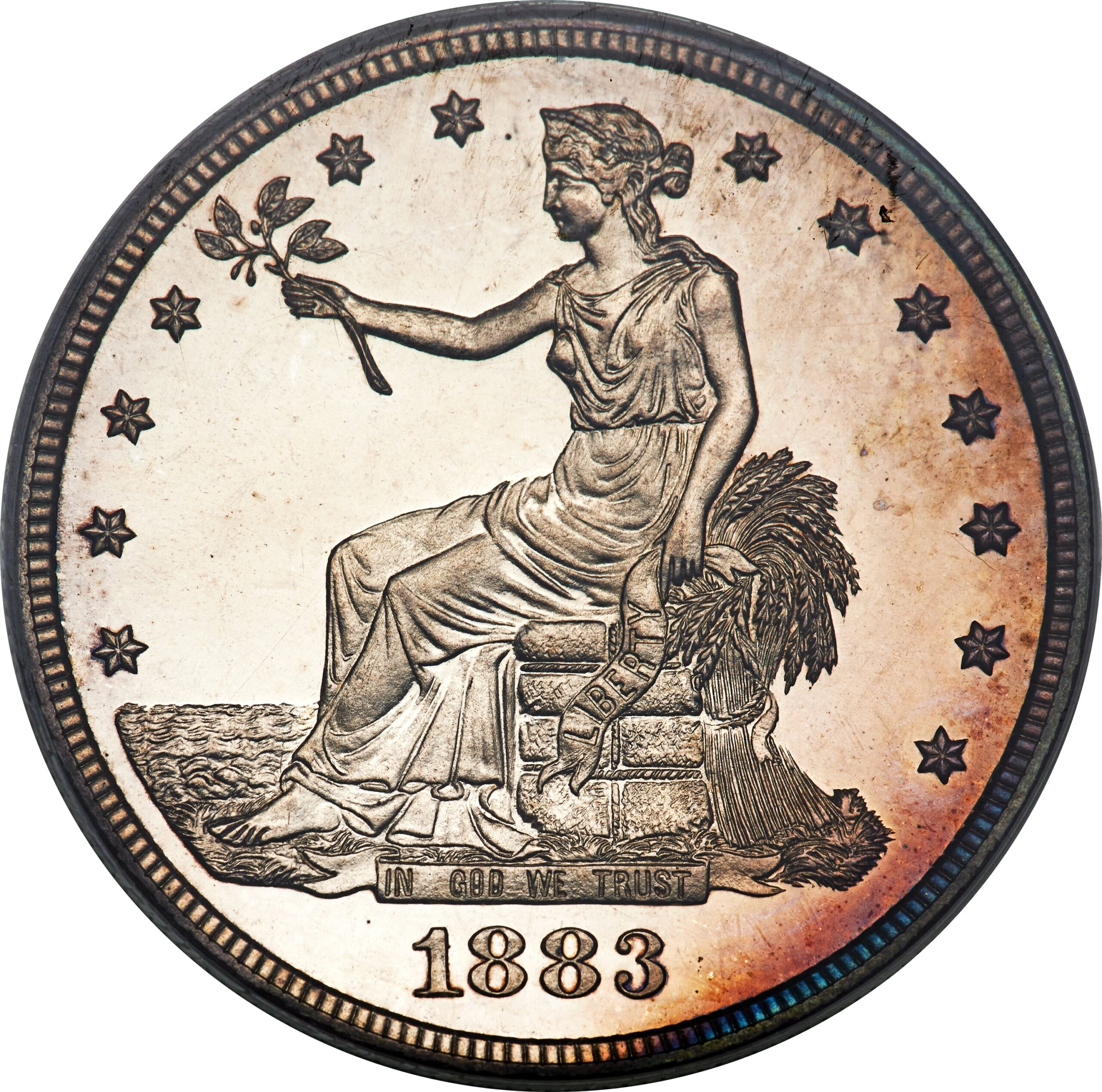 Raw obverse of an 1883 Trade Dollar