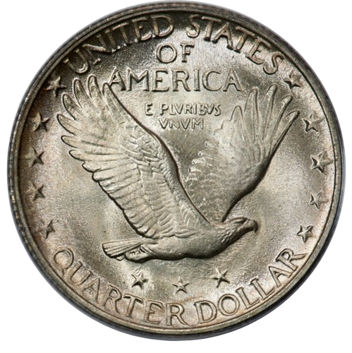 The reverse of a raw 1924 Standing Liberty Quarter