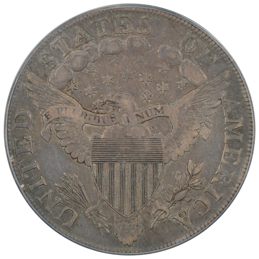 Reverse of a raw 1803 Draped Bust Dollar